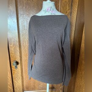 Vince Brownish Grey Wool & Cashmere Slit Boatneck Sweater w/ Side Slits, Size M